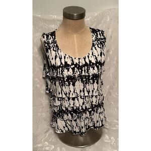 Women’s Sleeveless Blouse Size XL Shirt Black & White By Robert Louis